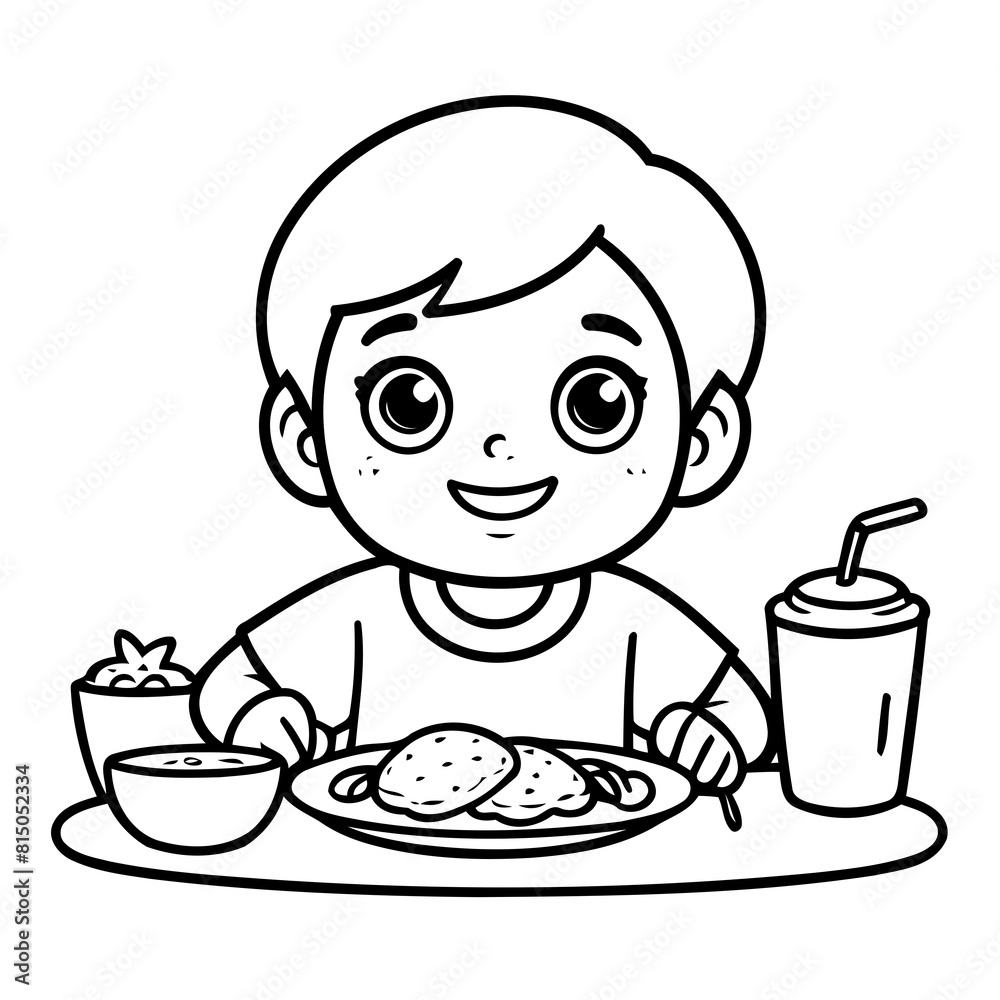 Vector illustration of a cute Boy drawing for toddlers colouring page Vector illustration of a cute Boy drawing for toddlers colouring page