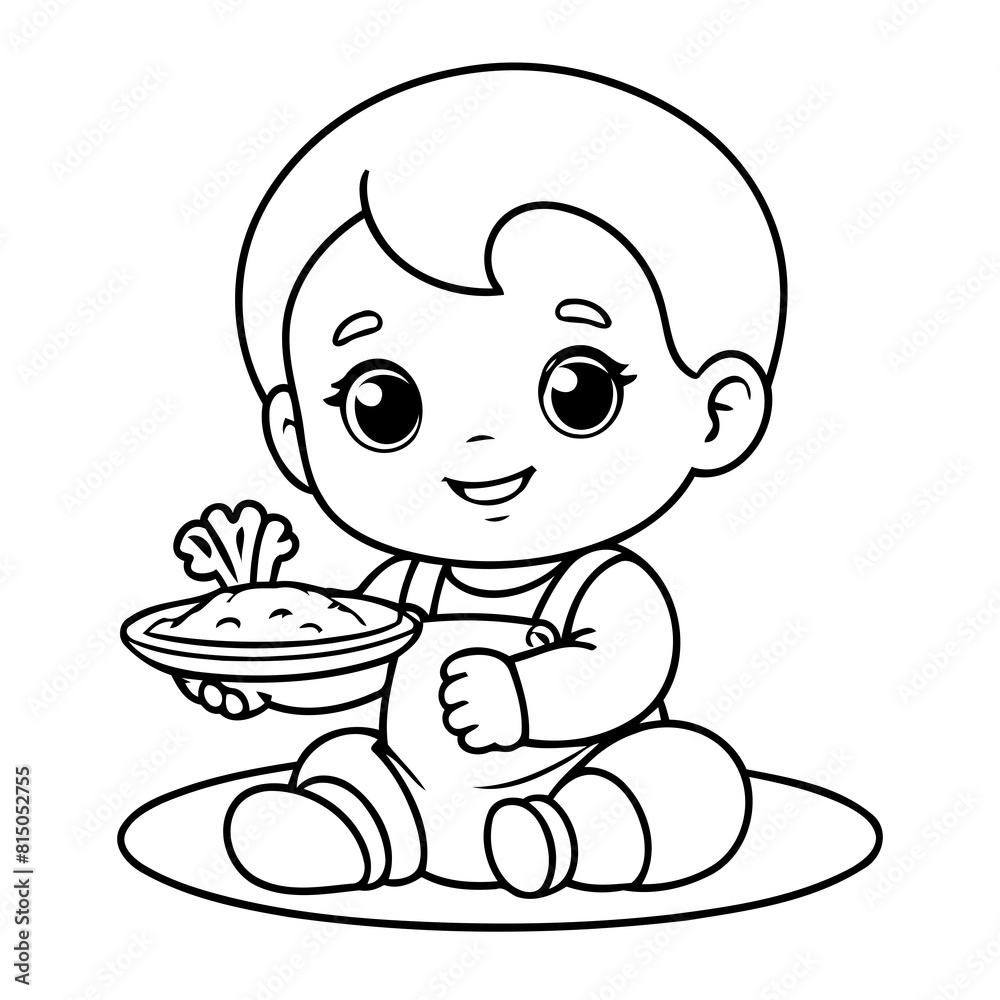 Vector illustration of a cute Baby doodle drawing for kids page Vector illustration of a cute Baby doodle drawing for kids page
