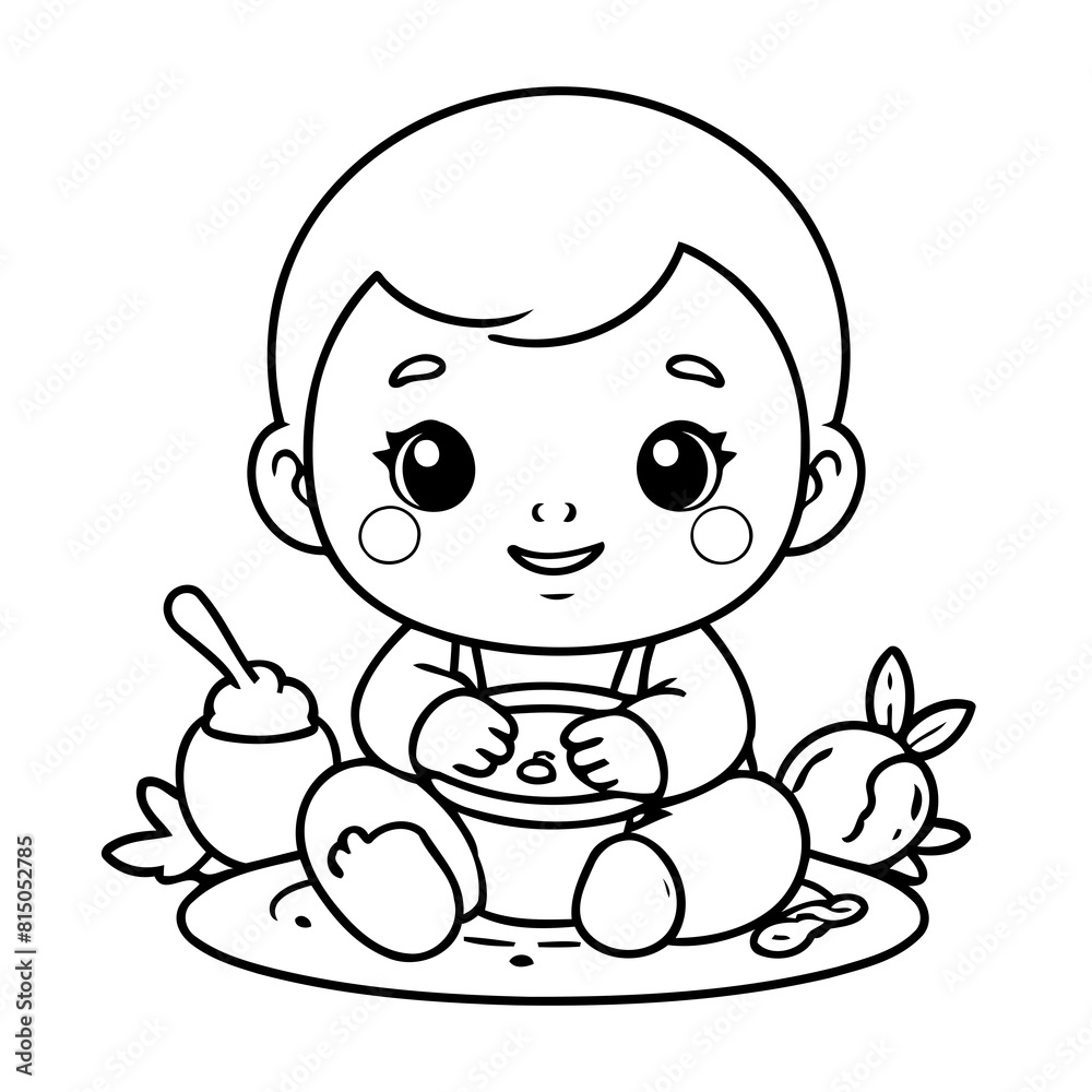 Cute vector illustration Baby for kids colouring page Cute vector illustration Baby for kids colouring page