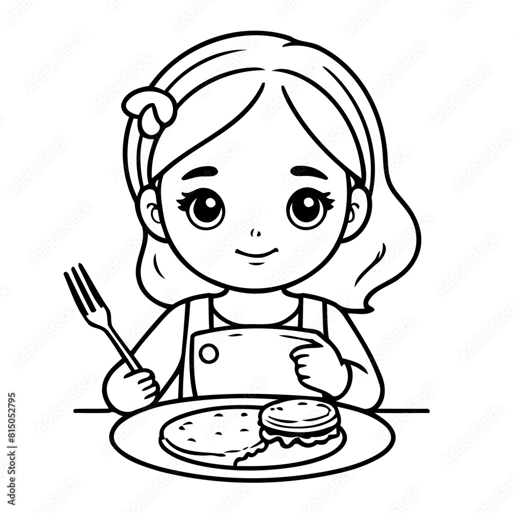Vector illustration of a cute Girl drawing for children page Vector illustration of a cute Girl drawing for children page