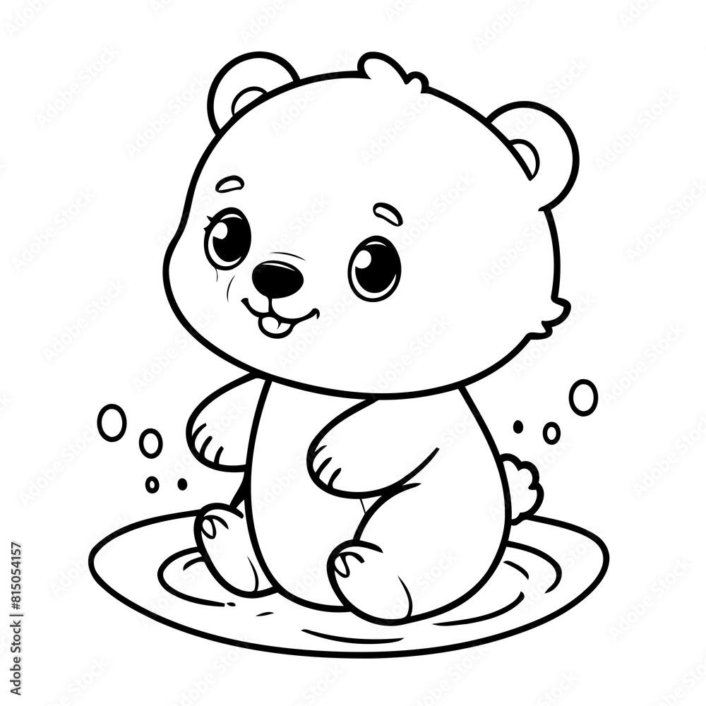 Vector illustration of a cute Bear drawing for kids colouring activity Vector illustration of a cute Bear drawing for kids colouring activity
