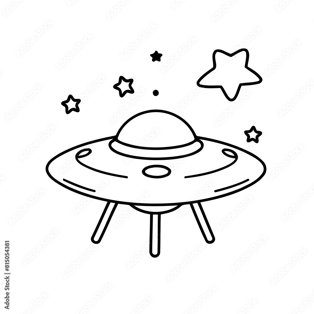 Cute vector illustration UFO doodle for toddlers worksheet Cute vector illustration UFO doodle for toddlers worksheet