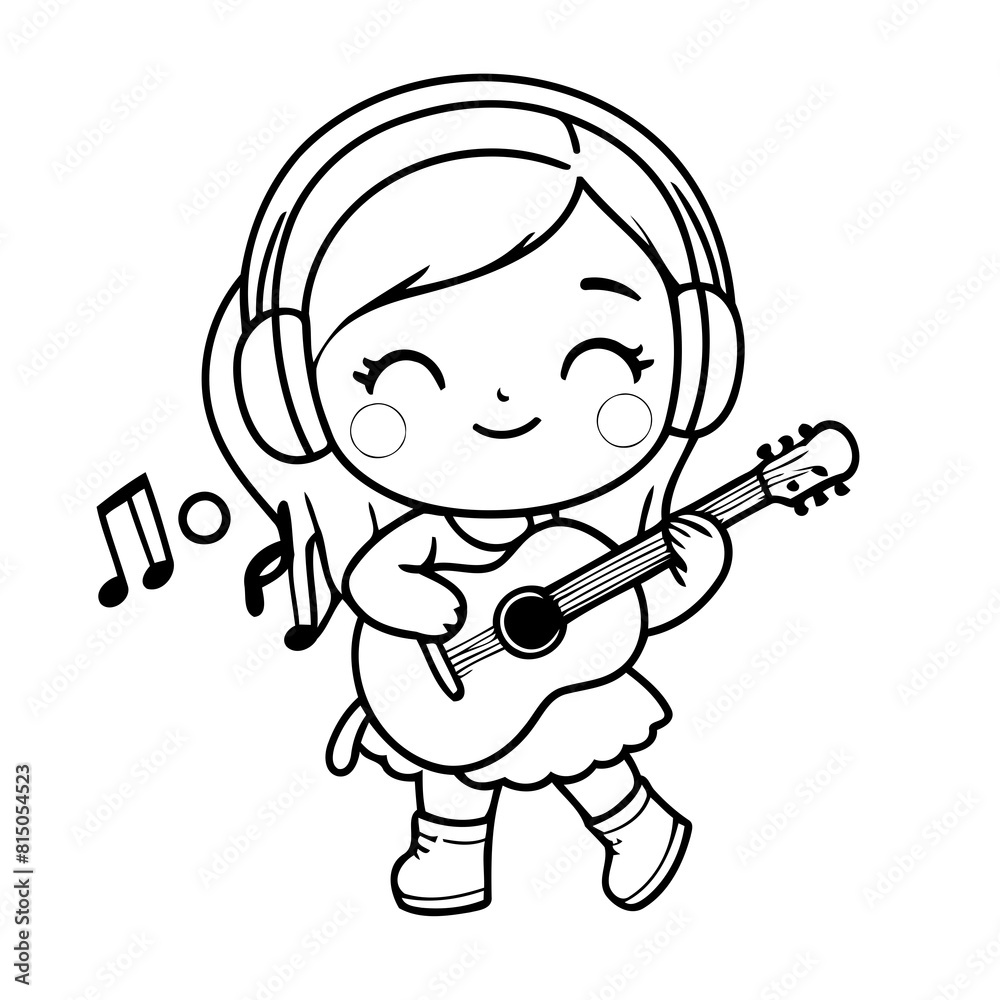 Vector illustration of a cute Girl drawing for kids page Vector illustration of a cute Girl drawing for kids page