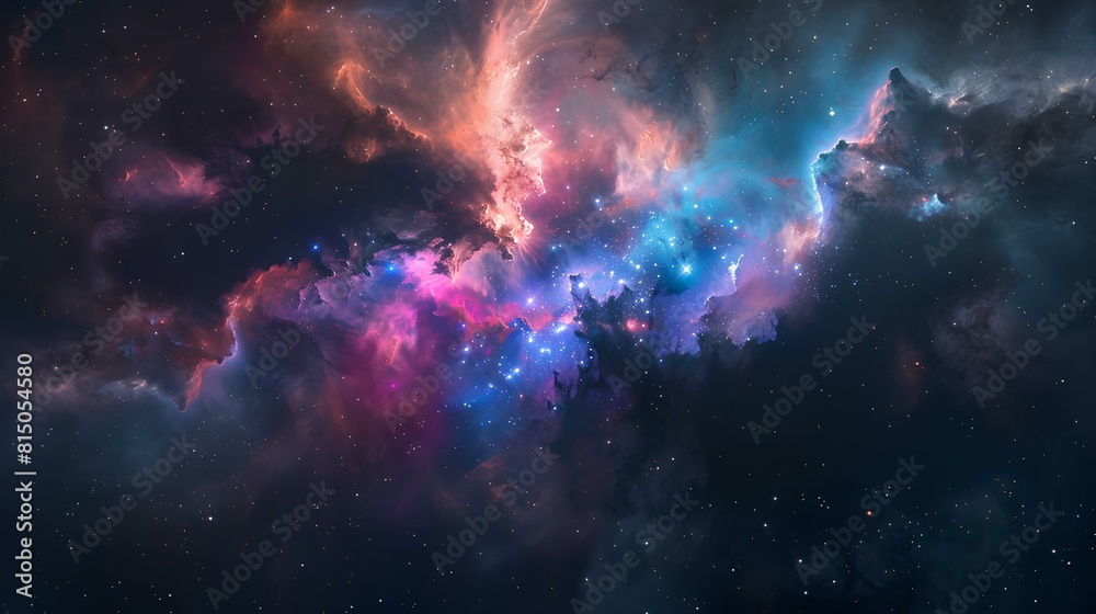 Interstellar space, colorful nebula, abstract painting.