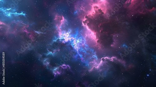 Interstellar space  colorful nebula with stars.