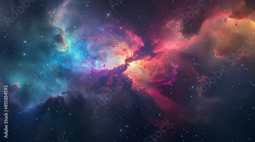 Interstellar space  colorful nebula  and stars