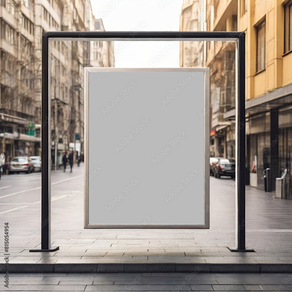 Empty Billboard frame advertising mockup with street view background Empty Billboard frame advertising mockup with street view background