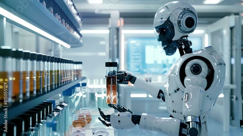 The robot is working in the laboratory photo