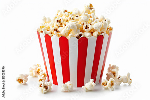 a red and white striped bowl of popcorn