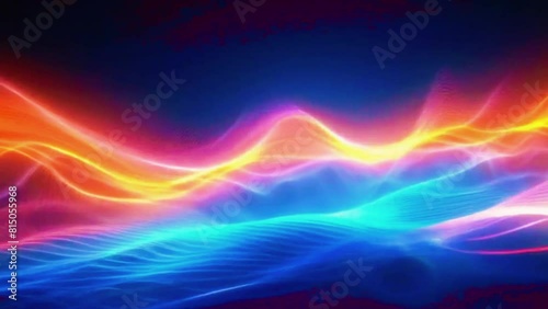 Pulsating waves of energy rippling across the screen, with vibrant light trails, 4K Technological Video Background Animation photo