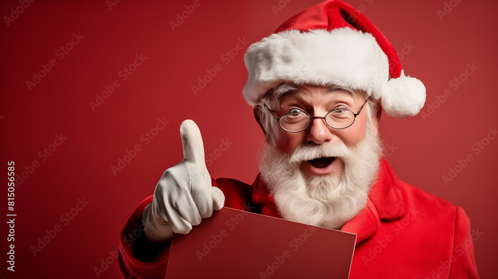 Portrait of happy Santa in red Christmas robe and hat Portrait of happy Santa in red Christmas robe and hat