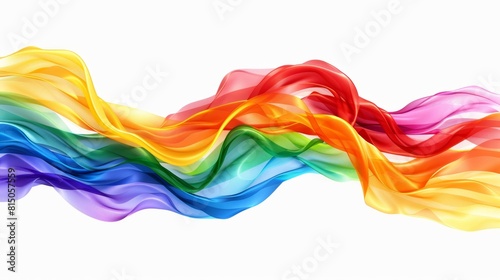 Dynamic and colorful representation of a flowing ribbon with a rainbow gradient