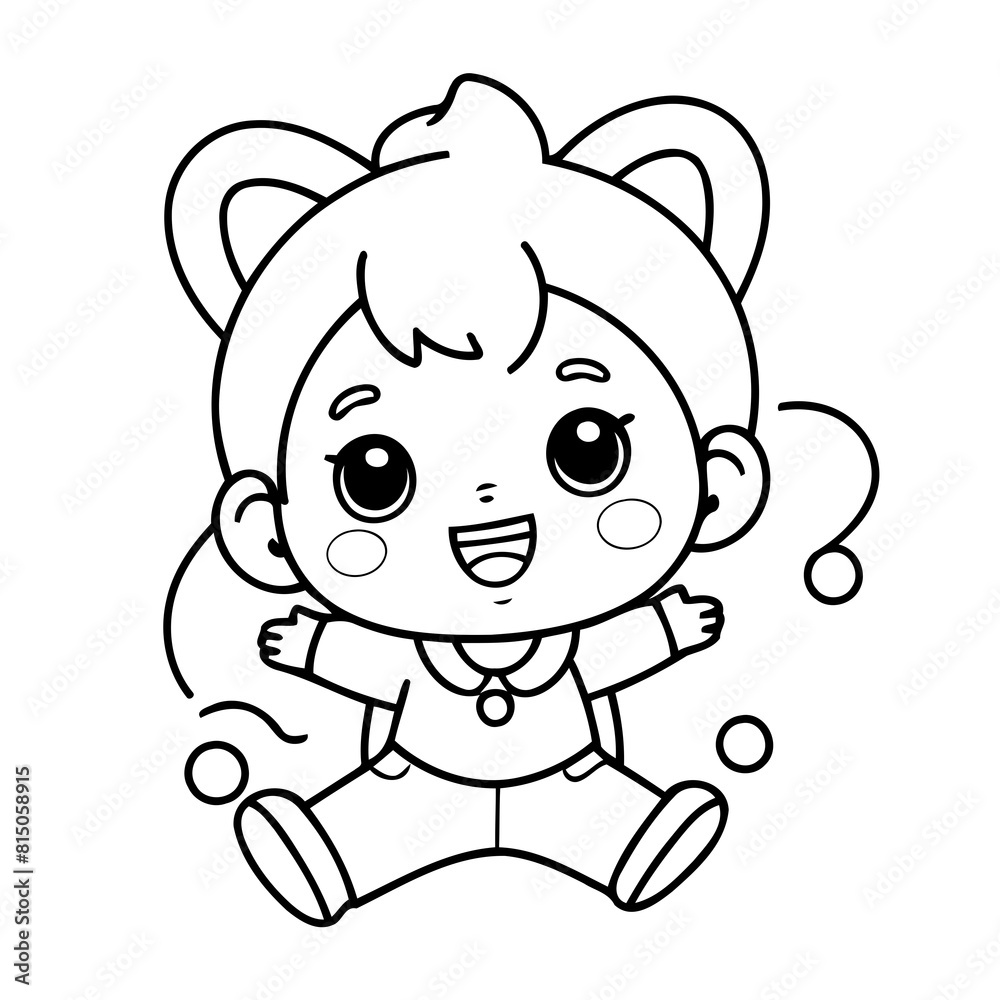 Fototapeta premium Vector illustration of a cute Kid drawing for kids page