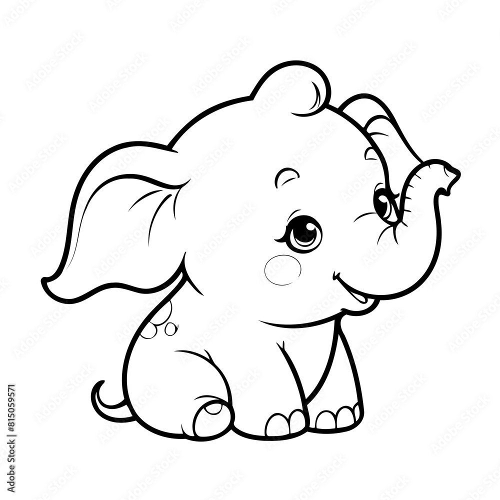 Simple vector illustration of Elephant hand drawn for kids page Simple vector illustration of Elephant hand drawn for kids page