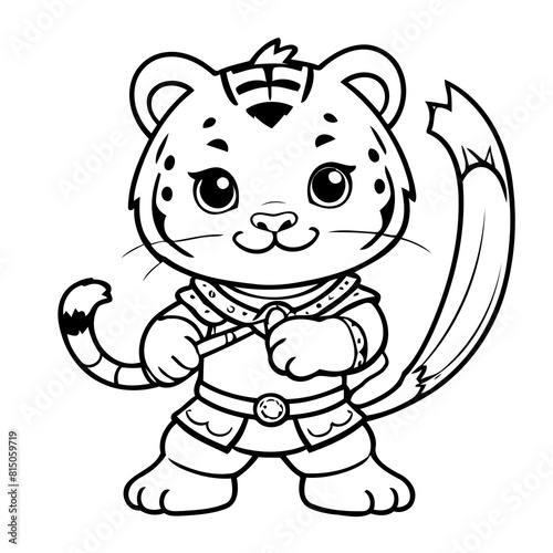 Cute vector illustration Tiger doodle for toddlers coloring activity