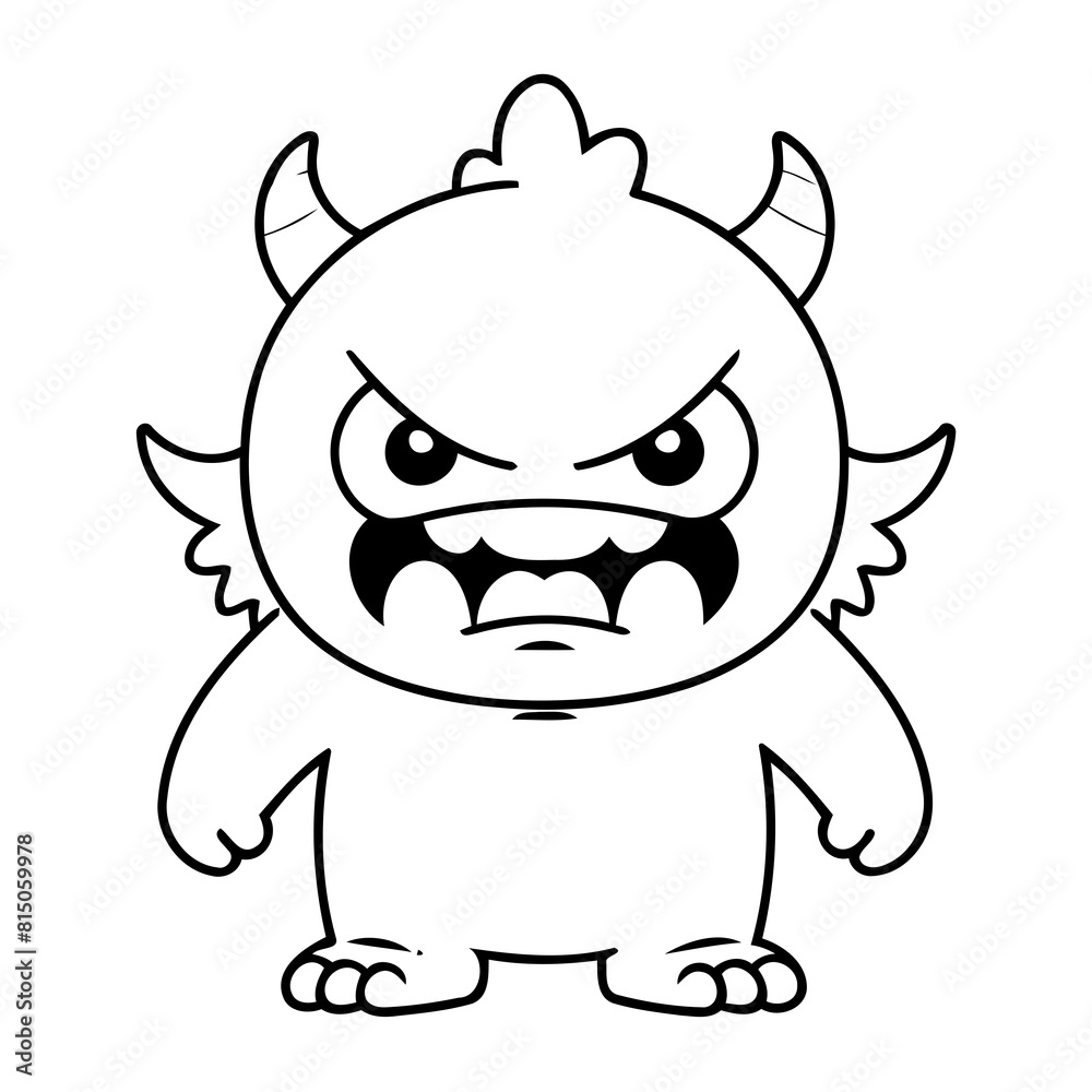Fototapeta premium Vector illustration of a cute Monster drawing for toddlers colouring page
