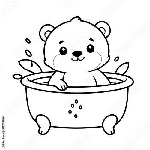 Cute vector illustration Bear doodle for children worksheet