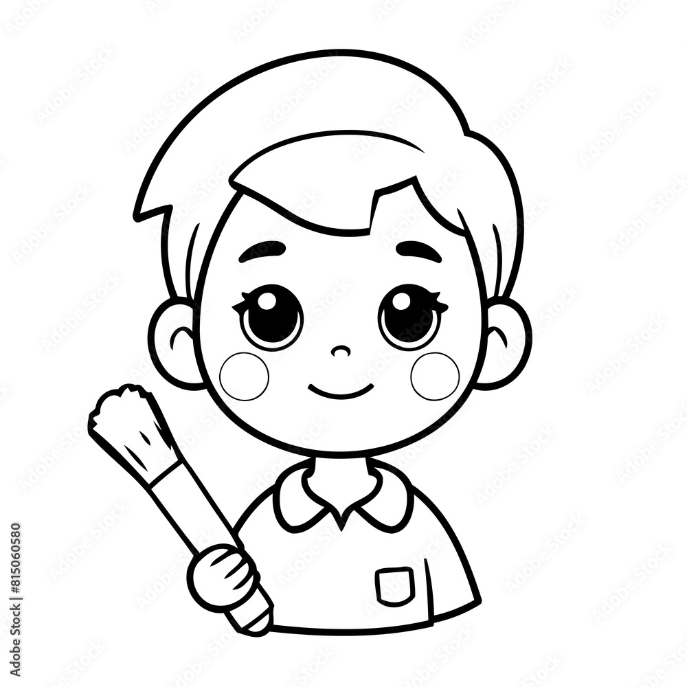 Vector illustration of a cute Painter drawing for toddlers coloring activity Vector illustration of a cute Painter drawing for toddlers coloring activity