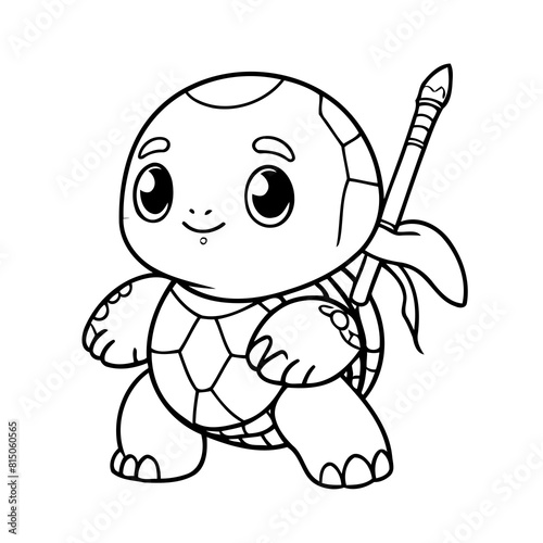 Simple vector illustration of Turtle for kids coloring page