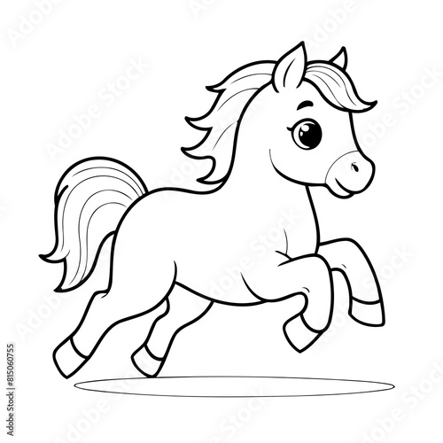 Vector illustration of a cute Horse doodle for toddlers coloring activity