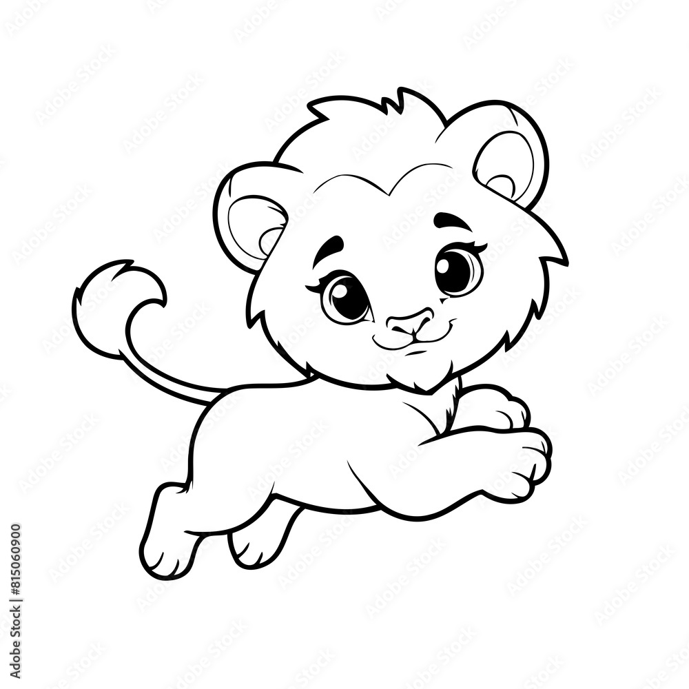 Vector illustration of a cute Lion drawing for kids page Vector illustration of a cute Lion drawing for kids page
