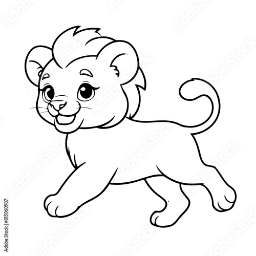 Simple vector illustration of Lion drawing for toddlers coloring activity