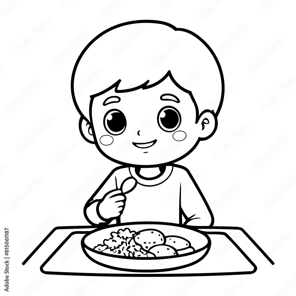 Cute vector illustration Boy drawing for kids colouring page Cute vector illustration Boy drawing for kids colouring page