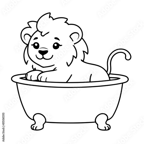Simple vector illustration of Lion drawing for kids colouring page