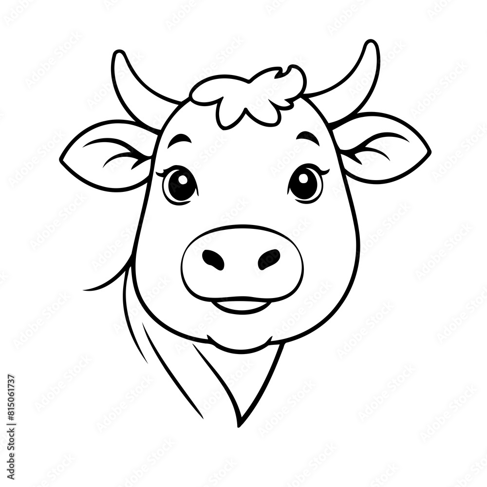 Simple vector illustration of Cow drawing colouring activity Simple vector illustration of Cow drawing colouring activity