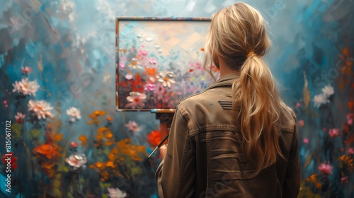 Dive into the World of Artistry: Witness a Painter's Creativity Blossom in the Enigmatic Shadows of a Softly Lit Studio, Colors Blend Harmoniously Using Low Light Techniques