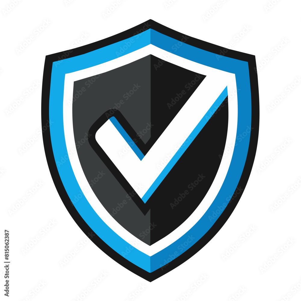 blue and black shield with a check mark, security blue and black shield with a check mark, security