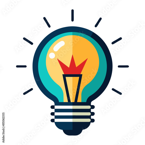 bulb with glowing crown inside, symbolizing the spark of brilliant idea, royalty of creativity