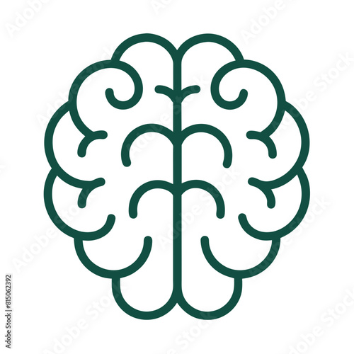 Brain Illustration - green brain, line drawing