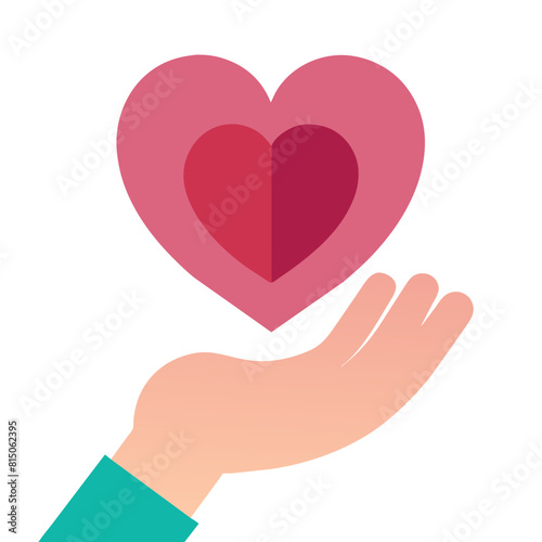 Heart in Hand, Caring Hands - hand holding a pink and purple gradient heart