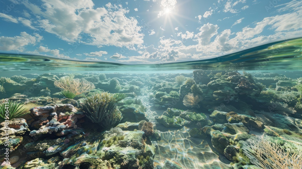Expansive view of a Caribbean coral reef, AI Generative hyper realistic Expansive view of a Caribbean coral reef, AI Generative hyper realistic