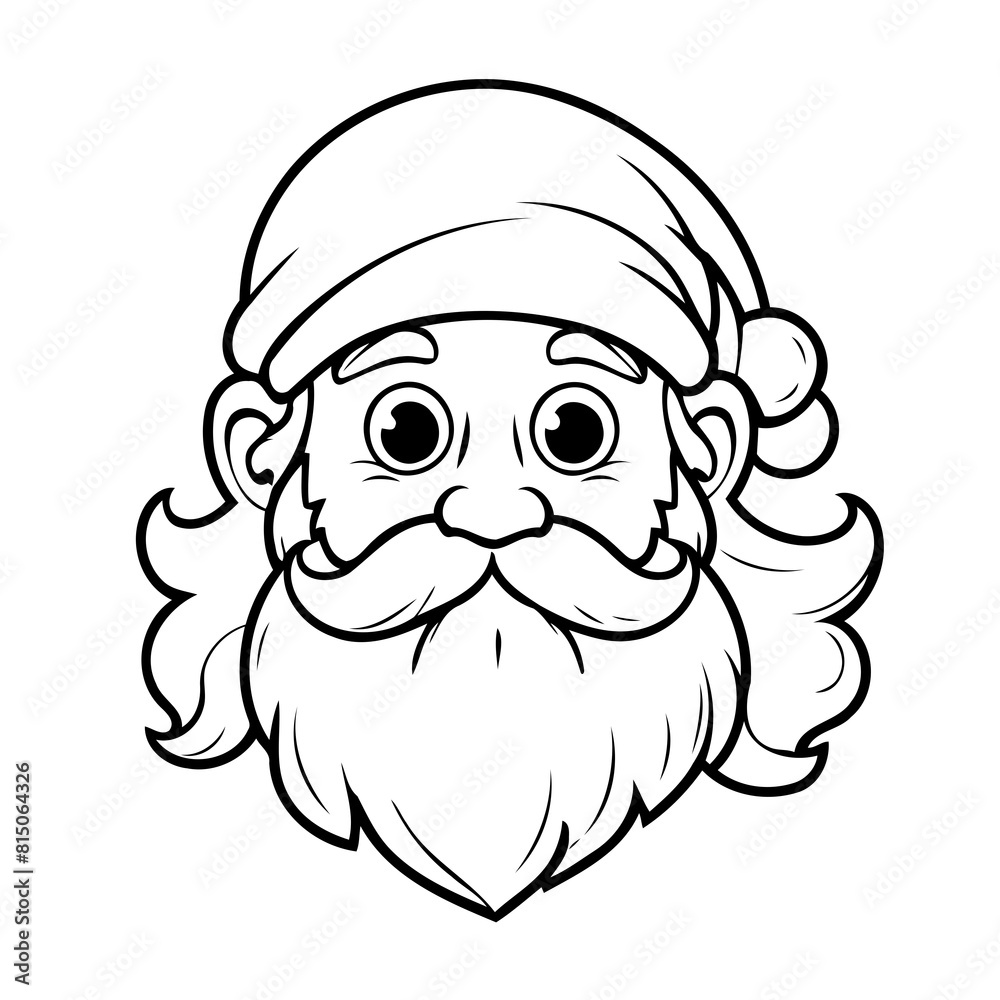 Fototapeta premium Vector illustration of a cute Santa drawing for toddlers coloring activity