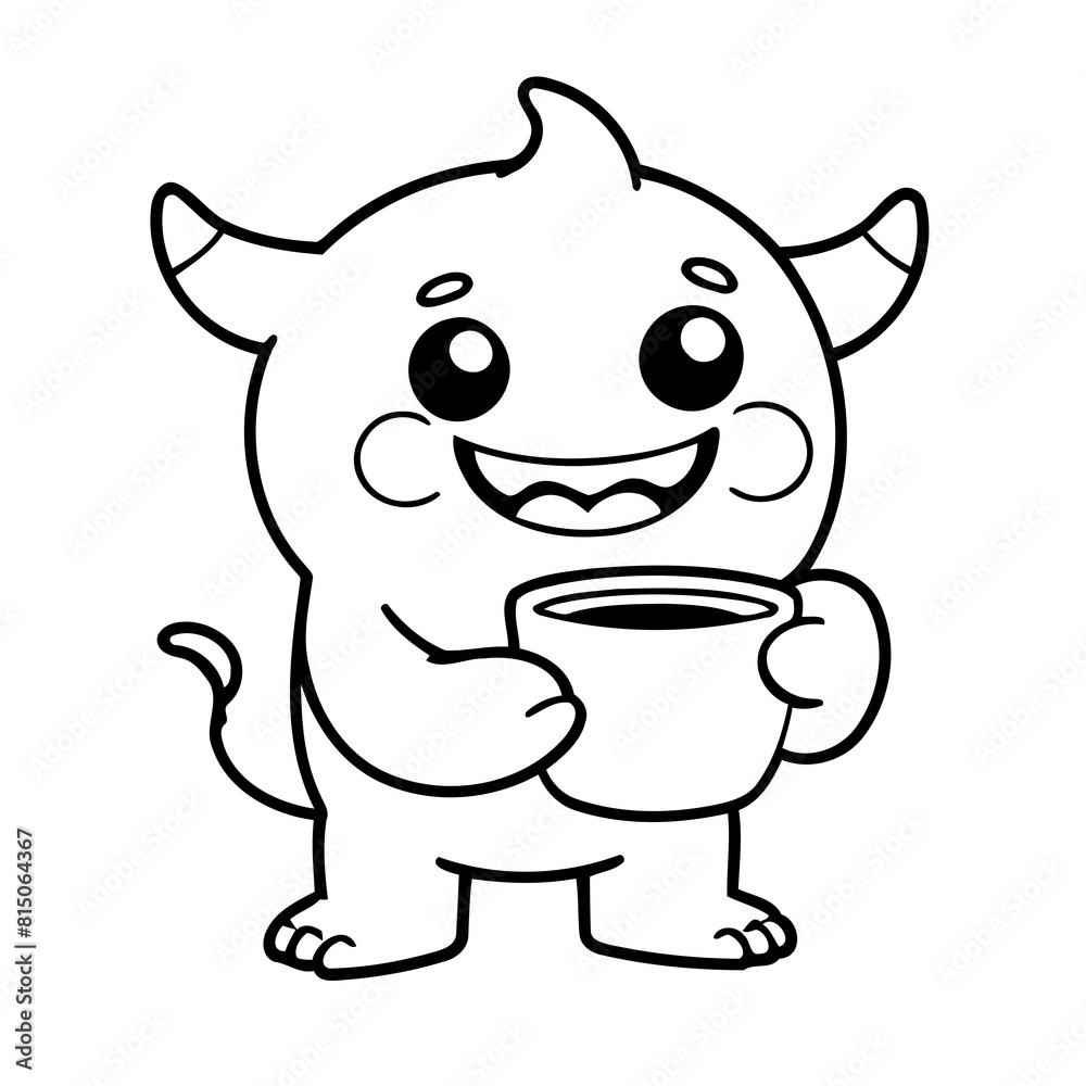 Cute vector illustration Monster hand drawn for kids page Cute vector illustration Monster hand drawn for kids page