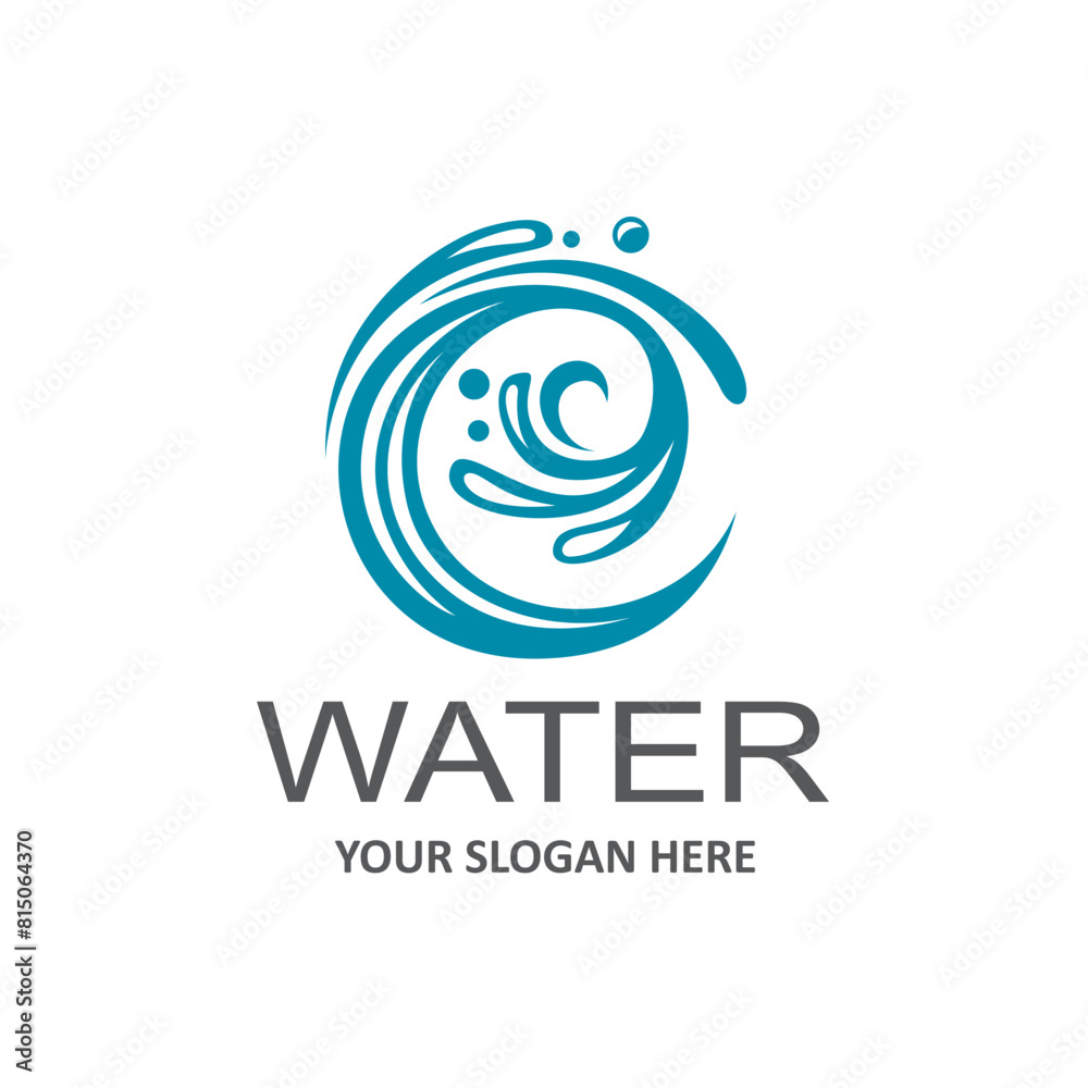 abstract blue water icon isolated on white background