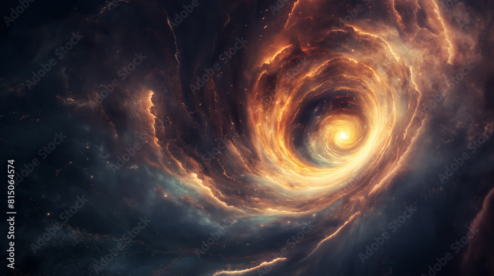 The image shows a whirlpool of red and orange gases in space. The image shows a whirlpool of red and orange gases in space.