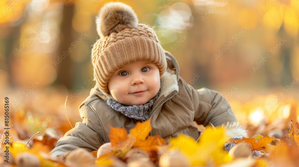 5 years old child in golden leaf 5 years old child in golden leaf