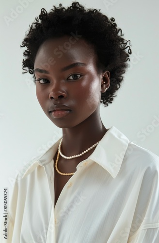 Woman Wearing White Shirt and Necklace
