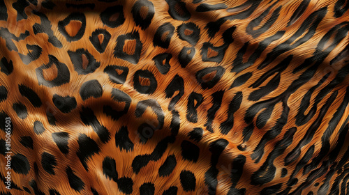 Leopard print pattern and skin texture. Shiny and smooth silk fabric with subtle sheen banner.