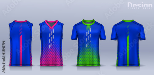 t-shirt sport design template, Soccer jersey mockup for football club, Running singlet,basketball Tank top.	