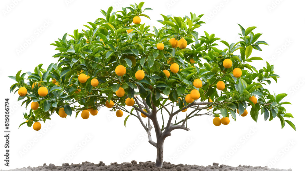 Lemon tree fruit plant with yellow lemons hanging, planted in soil ground isolated on a transparent background. Citrus summer fruit branch, garden agriculture growing of Mediterranean foods Lemon tree fruit plant with yellow lemons hanging, planted in soil ground isolated on a transparent background. Citrus summer fruit branch, garden agriculture growing of Mediterranean foods