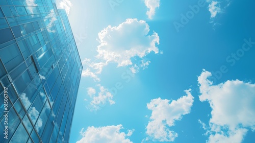 Timelapse stock footage of clouds and blue sky with office building, Tokyo, Japan hyper realistic 