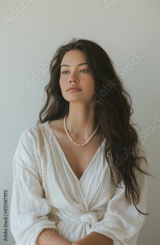 Woman Wearing White Shirt and Necklace