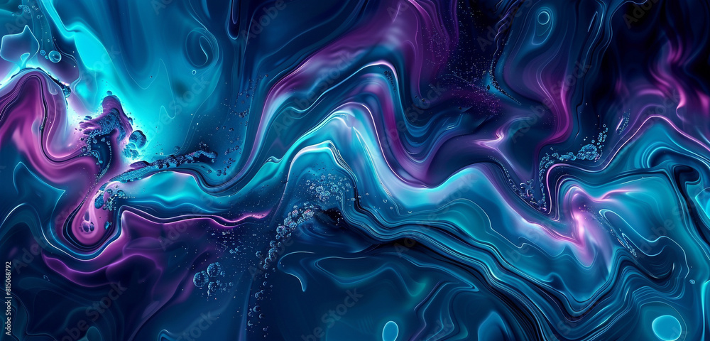 Obraz premium Abstract fluid art with swirling vibrant colors, dynamic liquid movement, and iridescent waves.