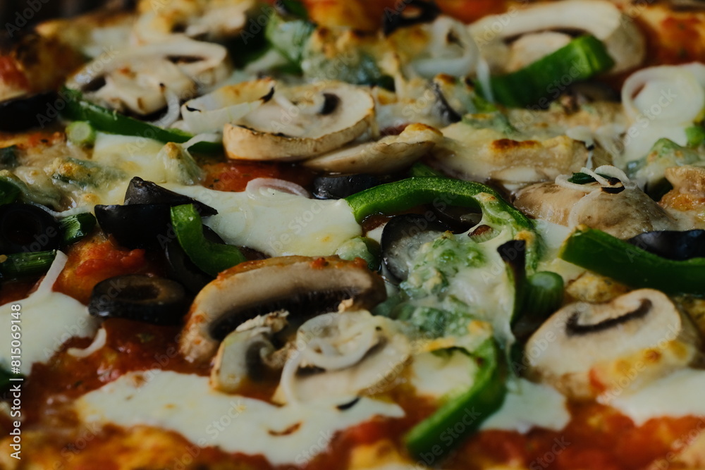 close-up to pizza