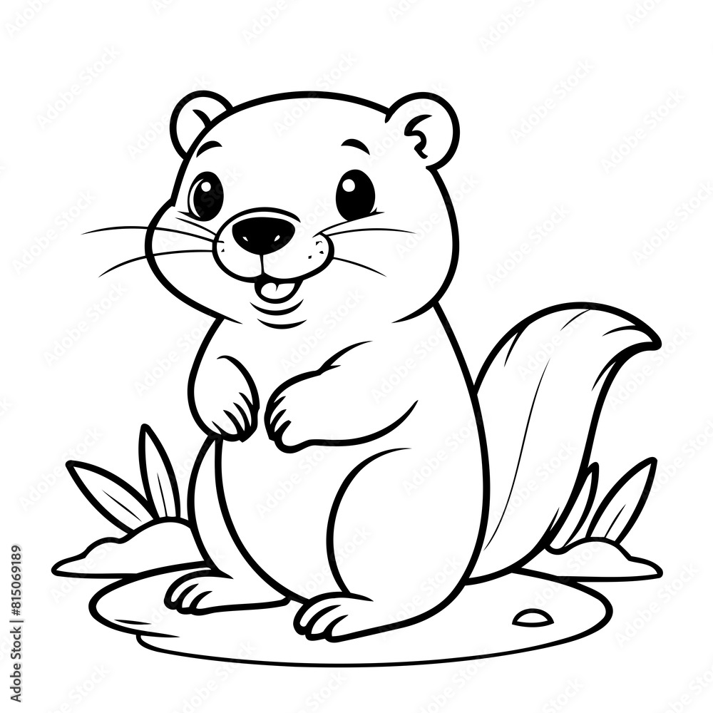 Fototapeta premium Amazing Beaver illustration for coloring book