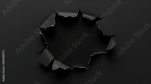 black paper torn in the center  photo